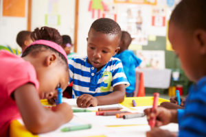 Children writing